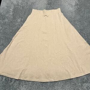 Pact Skirt Womens Small Organic Cotton Fit & Flare Midi Skirt Beige